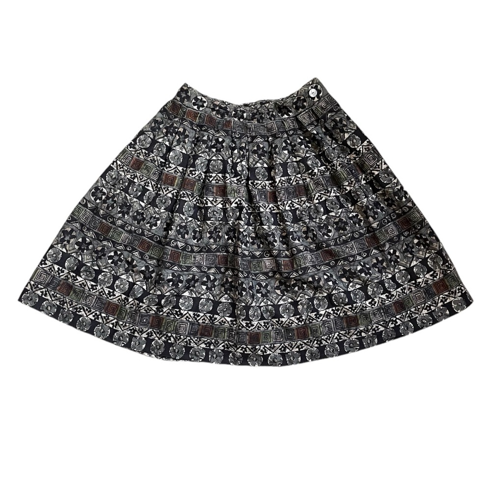 Vintage geometric floral print circle midi skirt